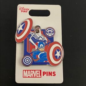 Marvel Captain America Pin Disney Authentic Diamond Pin Sam Wilson & John Walker